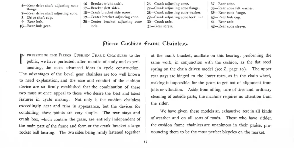 The 1900 catalogue presenting the Pierce Cushion Frame Chainless.