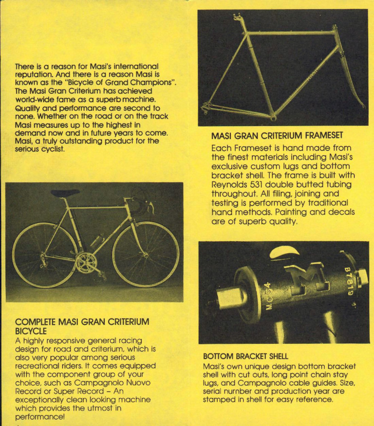 Masi Folder — The Bicycle of Grand Champions: the Gran Criterium (Masi Bicycle Company, Rancho Santa Fe) — page 2 of 4