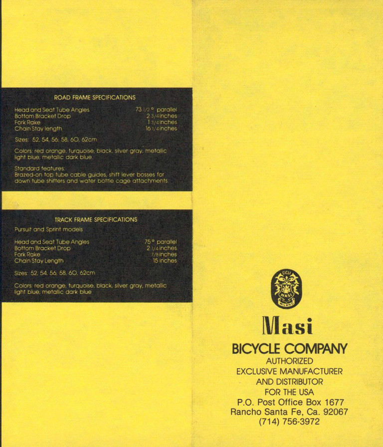 Masi Folder — The Bicycle of Grand Champions: the Gran Criterium (Masi Bicycle Company, Rancho Santa Fe) — page 4 of 4