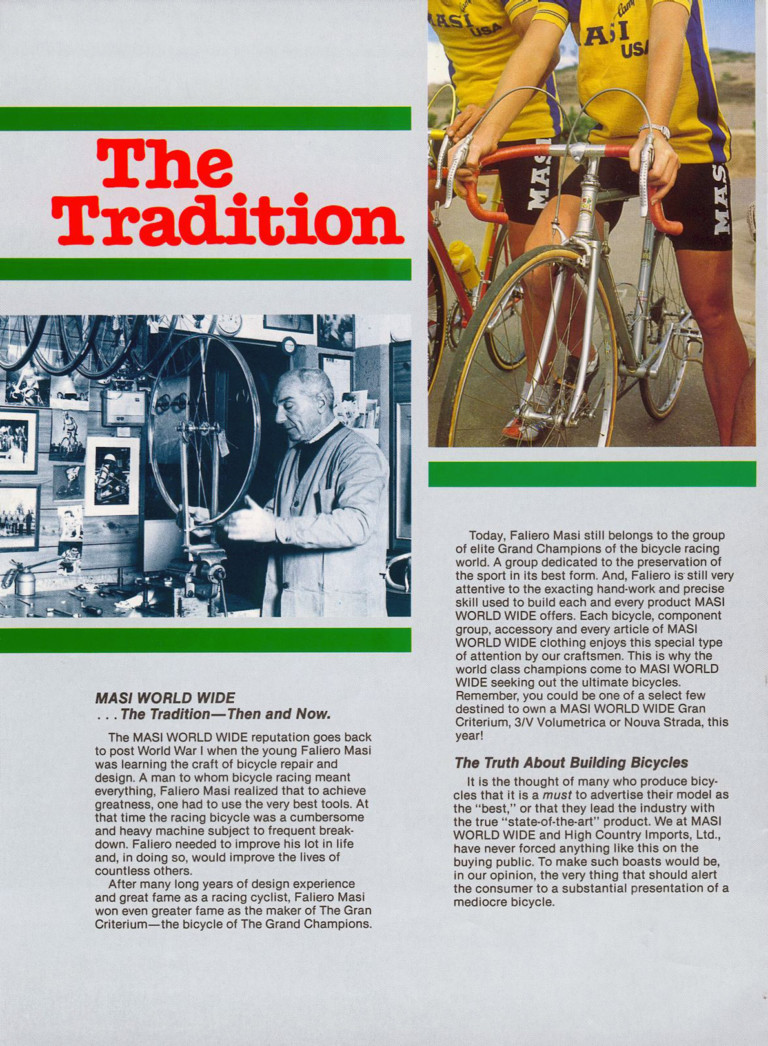 Masi World Wide Catalog — The Tradition of Endurance and Excellence Goes On: Gran Criterium, 3/V Volumetrica and Nuova Strada (High Country Imports) — page 2 of 8