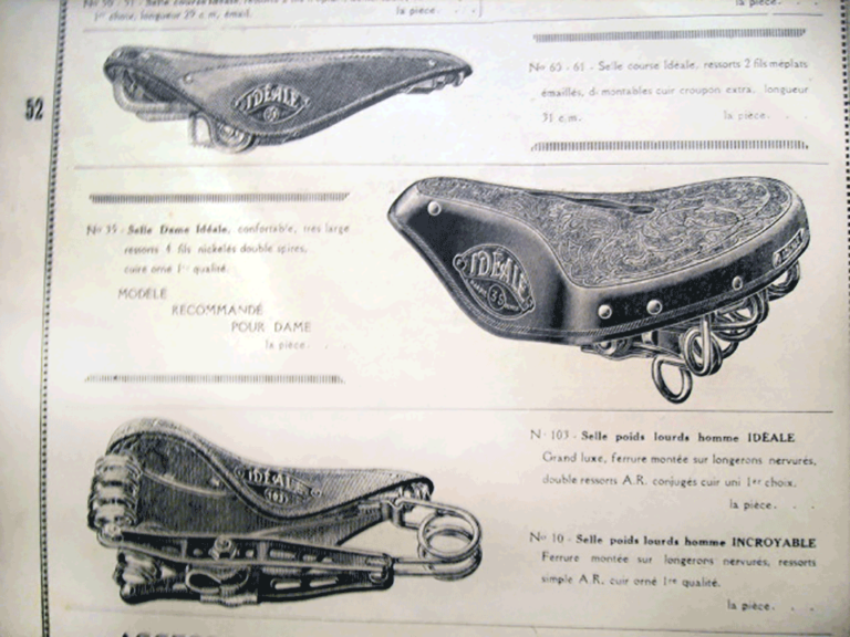 H. Julien Catalogue Général No. 10, 1927-1928-1929 — Cover and the Idéale Saddles (Page 52) — page 2 of 2