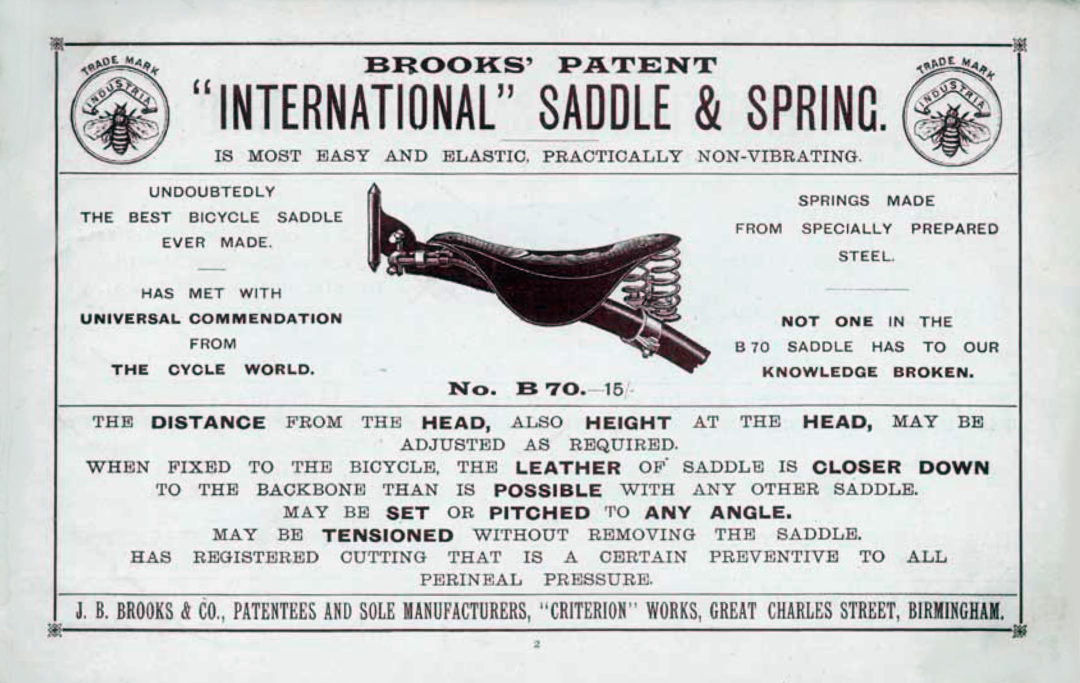 Brooks B 70 1890 Catalog Saddle Page