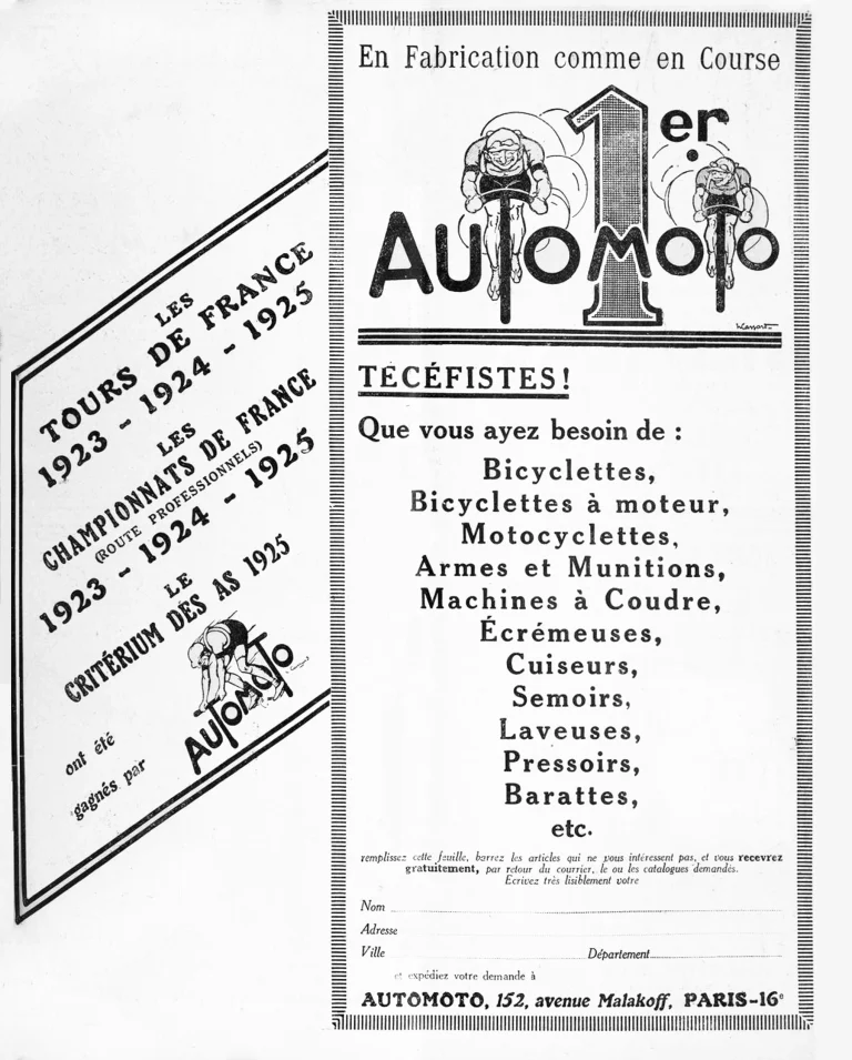Automoto 1926 Advertisement — Técéfistes, En Fabrication comme en Course — page 1 of 1