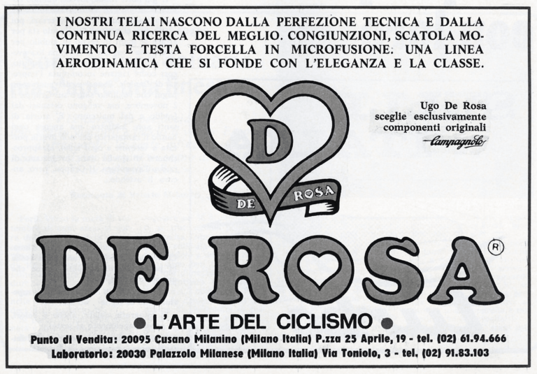 De Rosa c.1982 Advertisement — L'Arte del Ciclismo, Componenti Originali Campagnolo — page 1 of 1