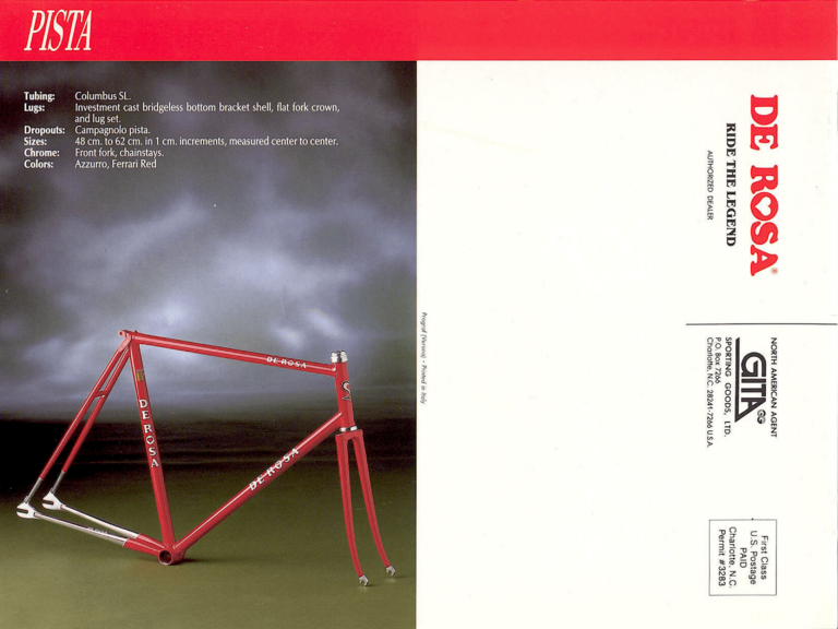De Rosa 1989 Catalog — Frames and Bicycles, with the 35° Anniversario Limited Edition — page 8 of 8