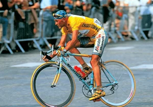 Marco Pantani on a Bianchi Bicycle at the Tour de France in 1998