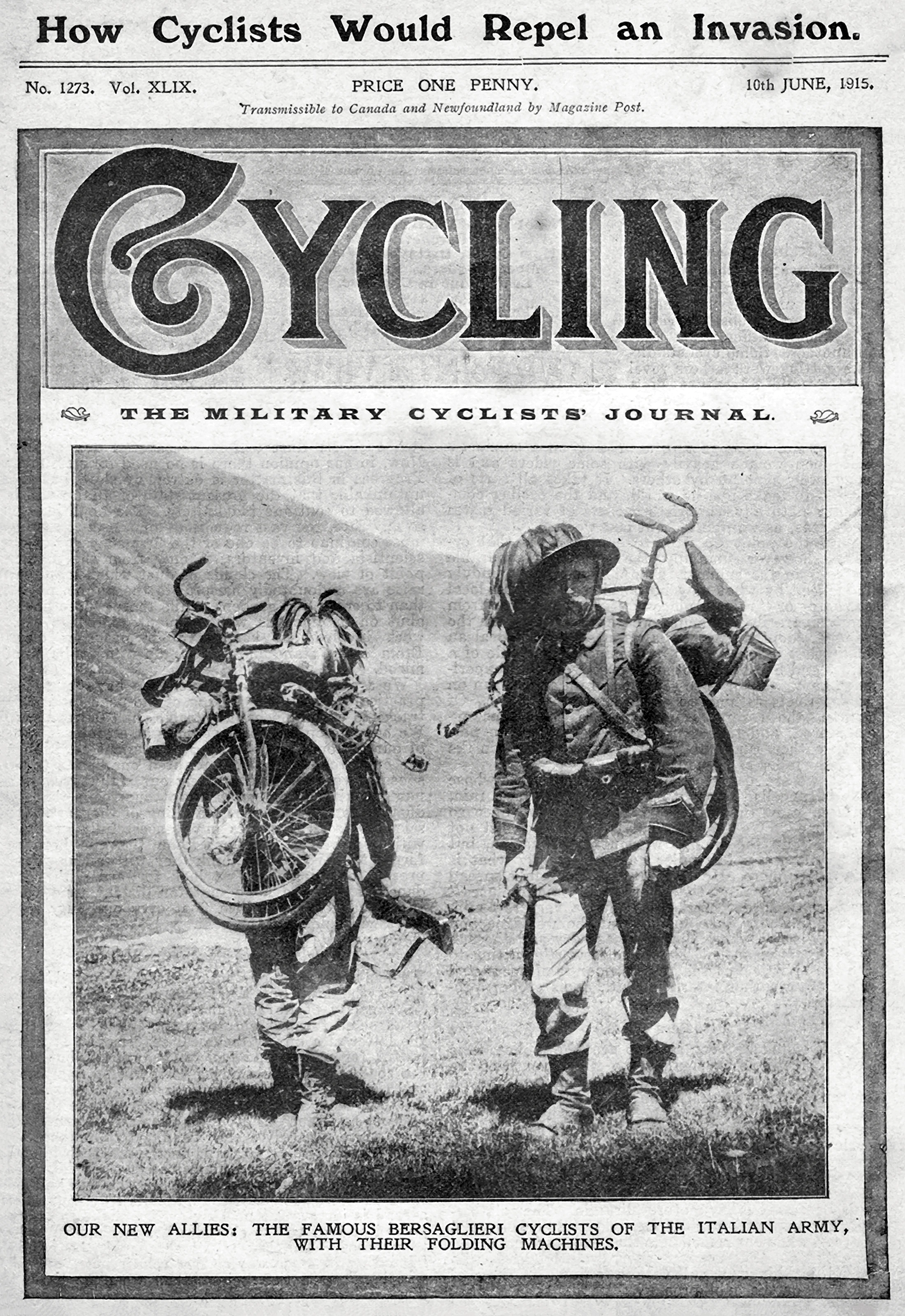 Cycling Journal Cover with Bersaglieri from June 10, 1915