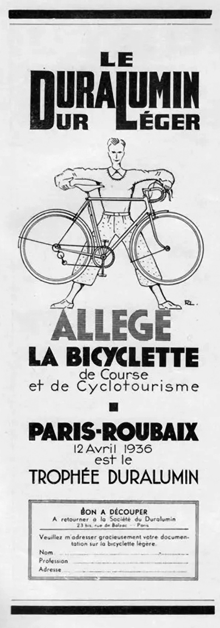 Duralumin 1936 Advertisement — Paris-Roubaix, Trophée Duralumin — page 1 of 1
