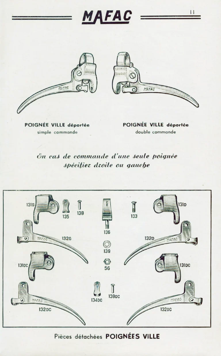 Mafac 1950s Catalog — Brakes for Cycles & Cyclomoteurs — page 11 of 15