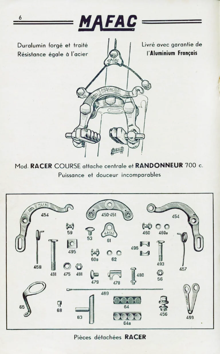 Mafac 1950s Catalog — Brakes for Cycles & Cyclomoteurs — page 6 of 15