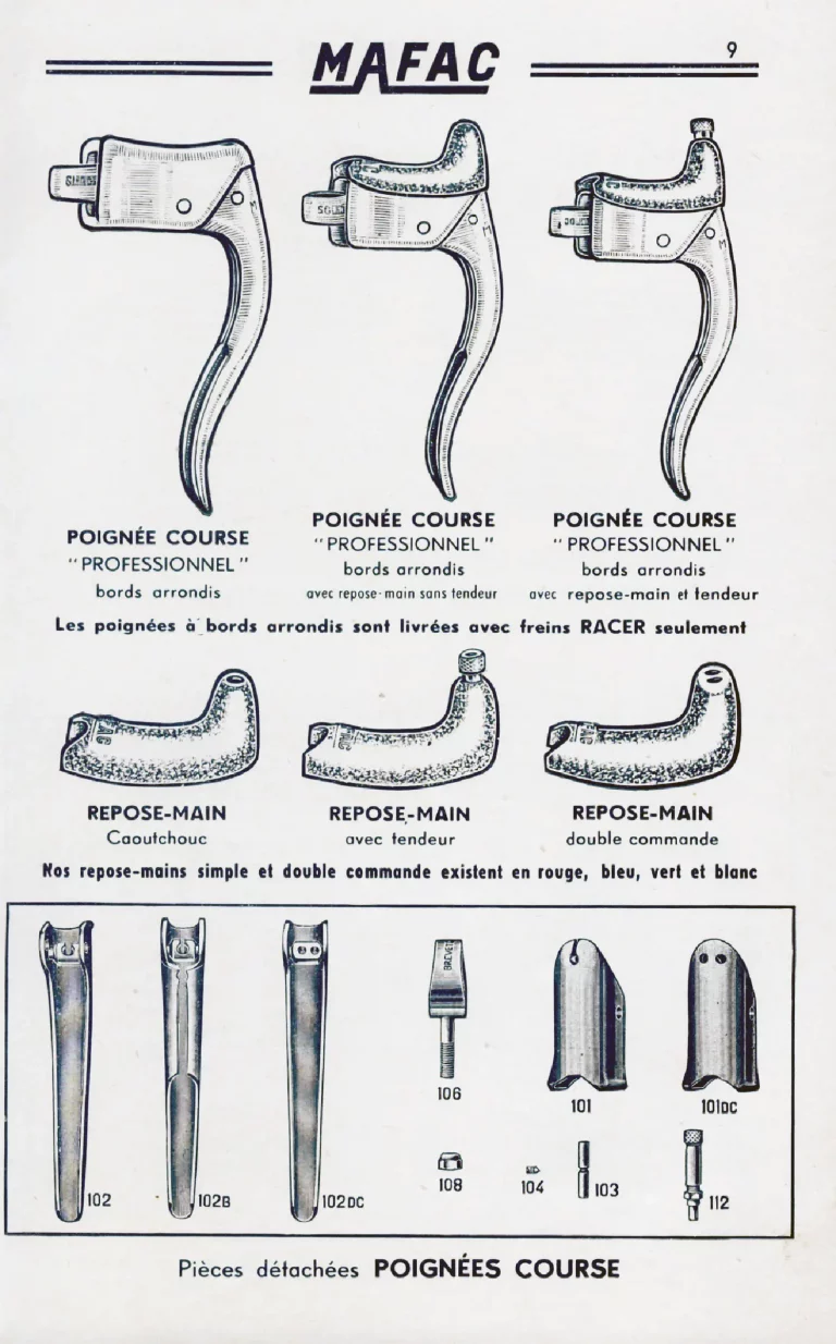 Mafac 1950s Catalog — Brakes for Cycles & Cyclomoteurs — page 9 of 15