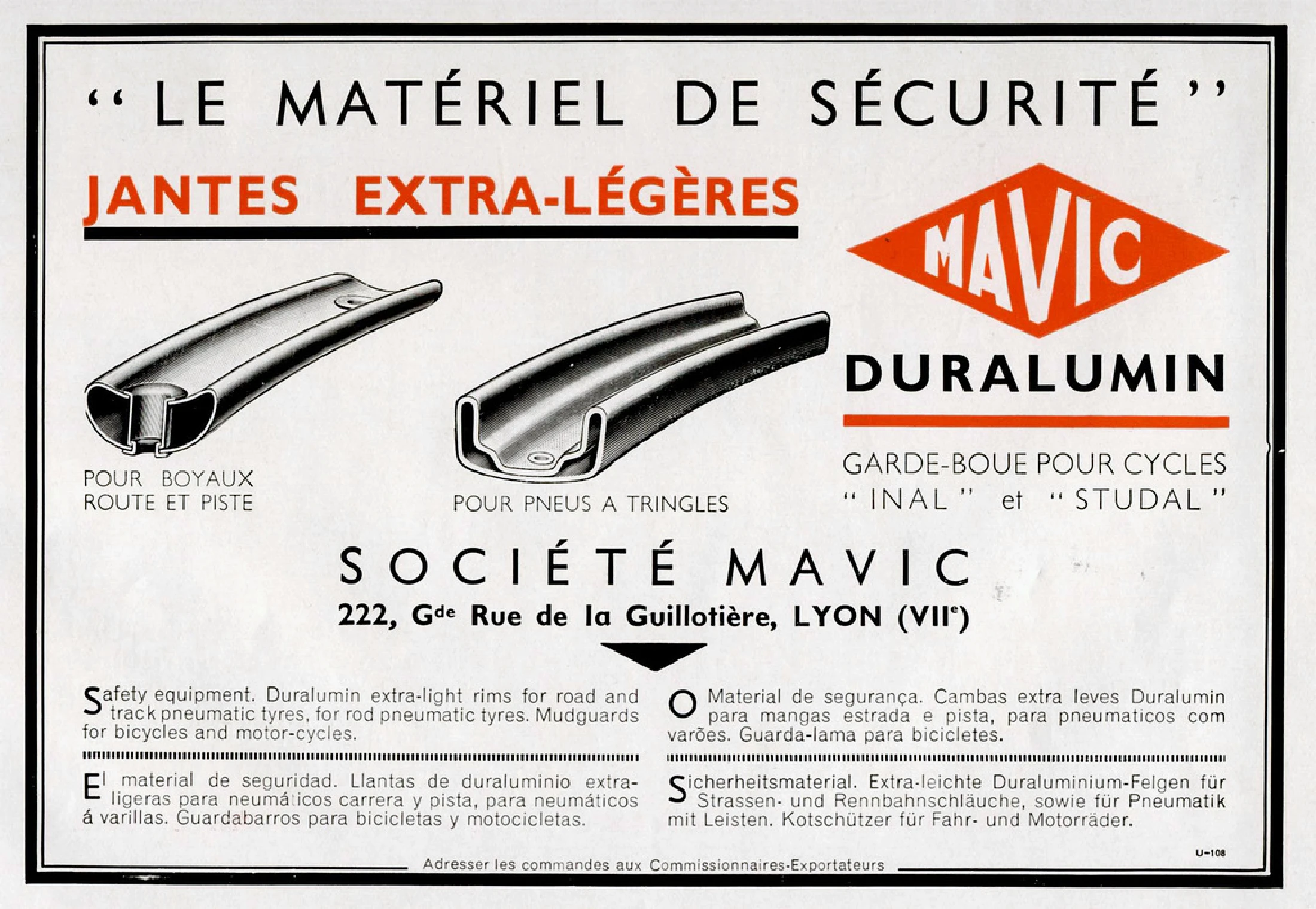 Mavic Duralumin Rims Advertisement from 1937