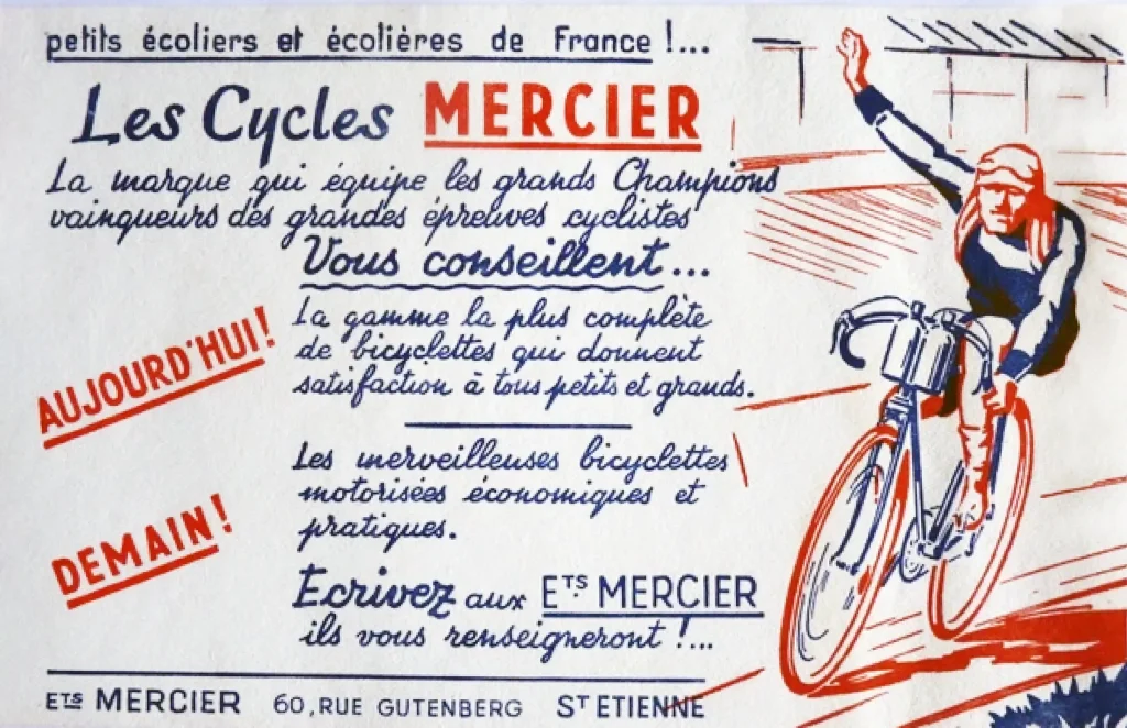 Cycles Mercier Blotter Ad from 1960