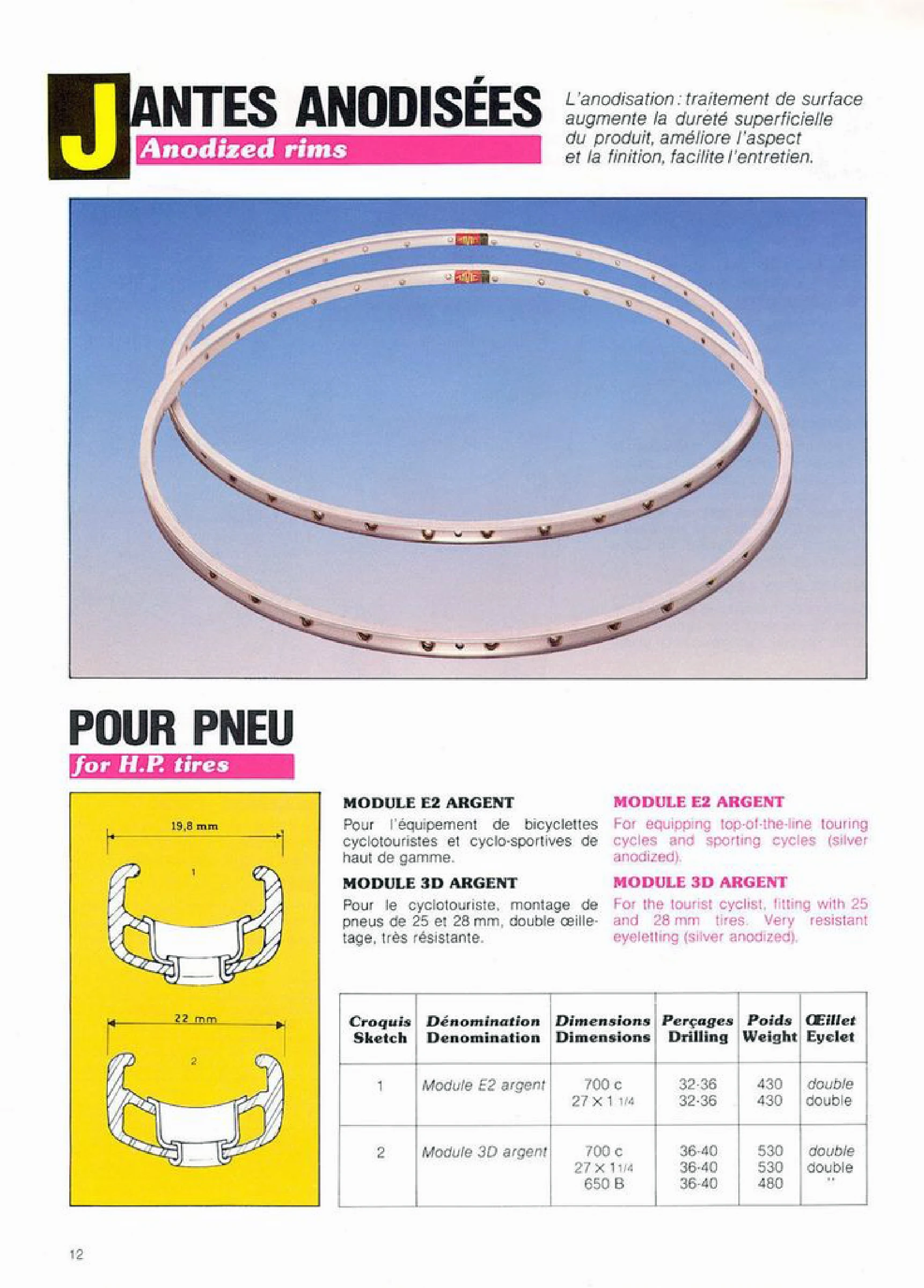 Mavic Module E2 & 3D Rims from 1984-1985 Catalog Page 12