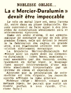 Mercier Duralumin Promo Statement