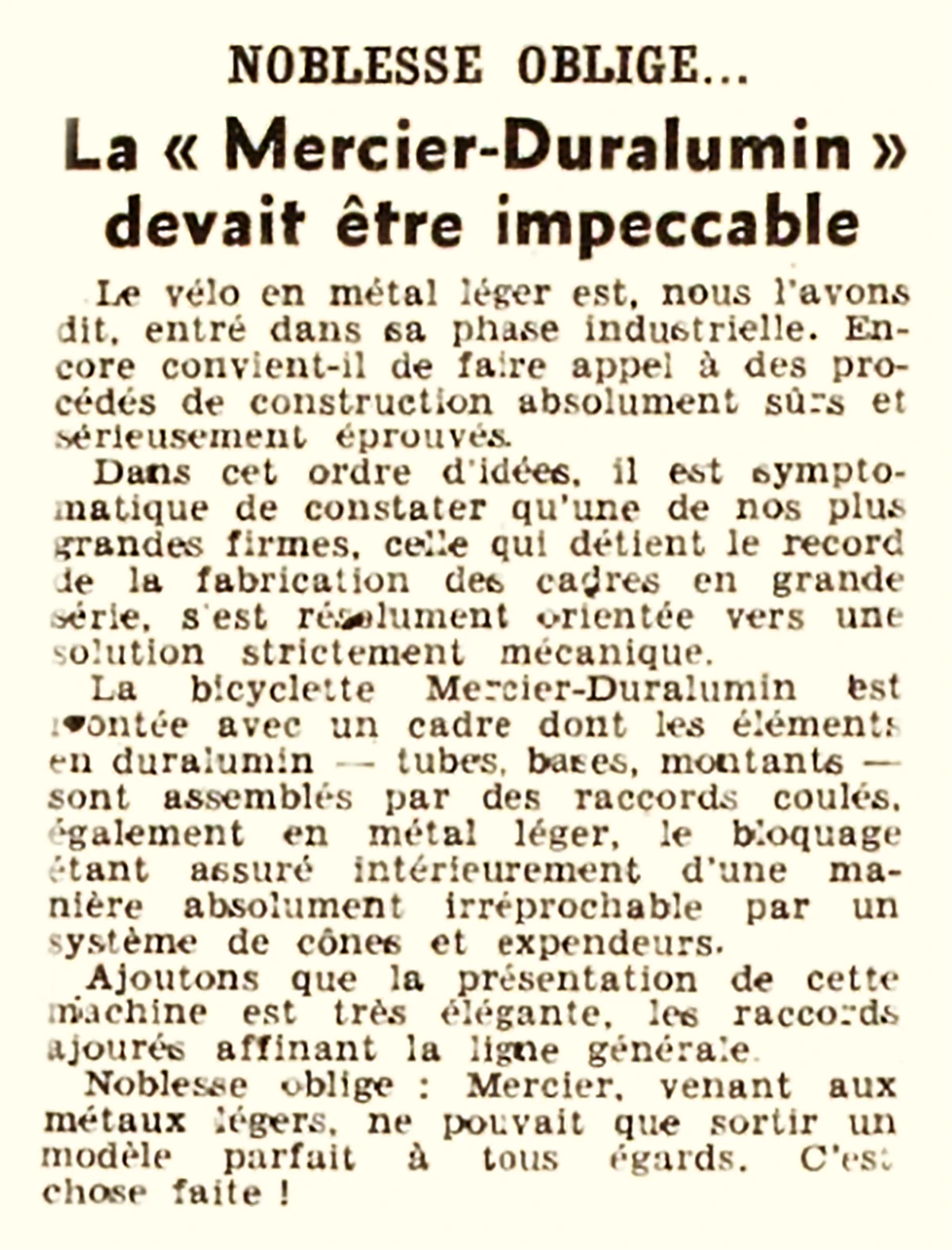 Mercier Duralumin Promo Statement