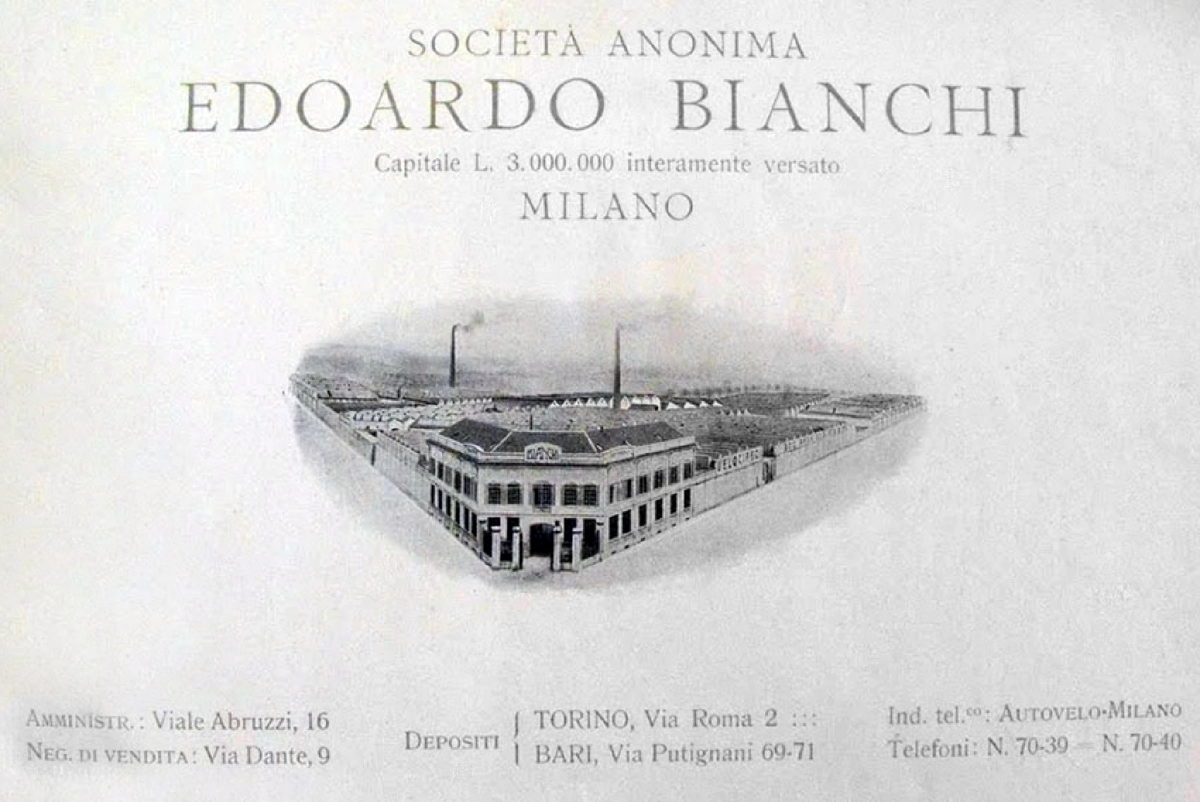 Bianchi Factory in Milan from 1912 Company Catalog