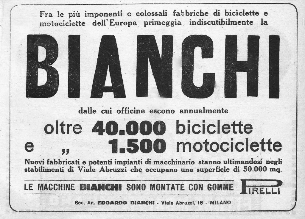 Bianchi 40,000 Bicycles per Year Advertisement from 1917