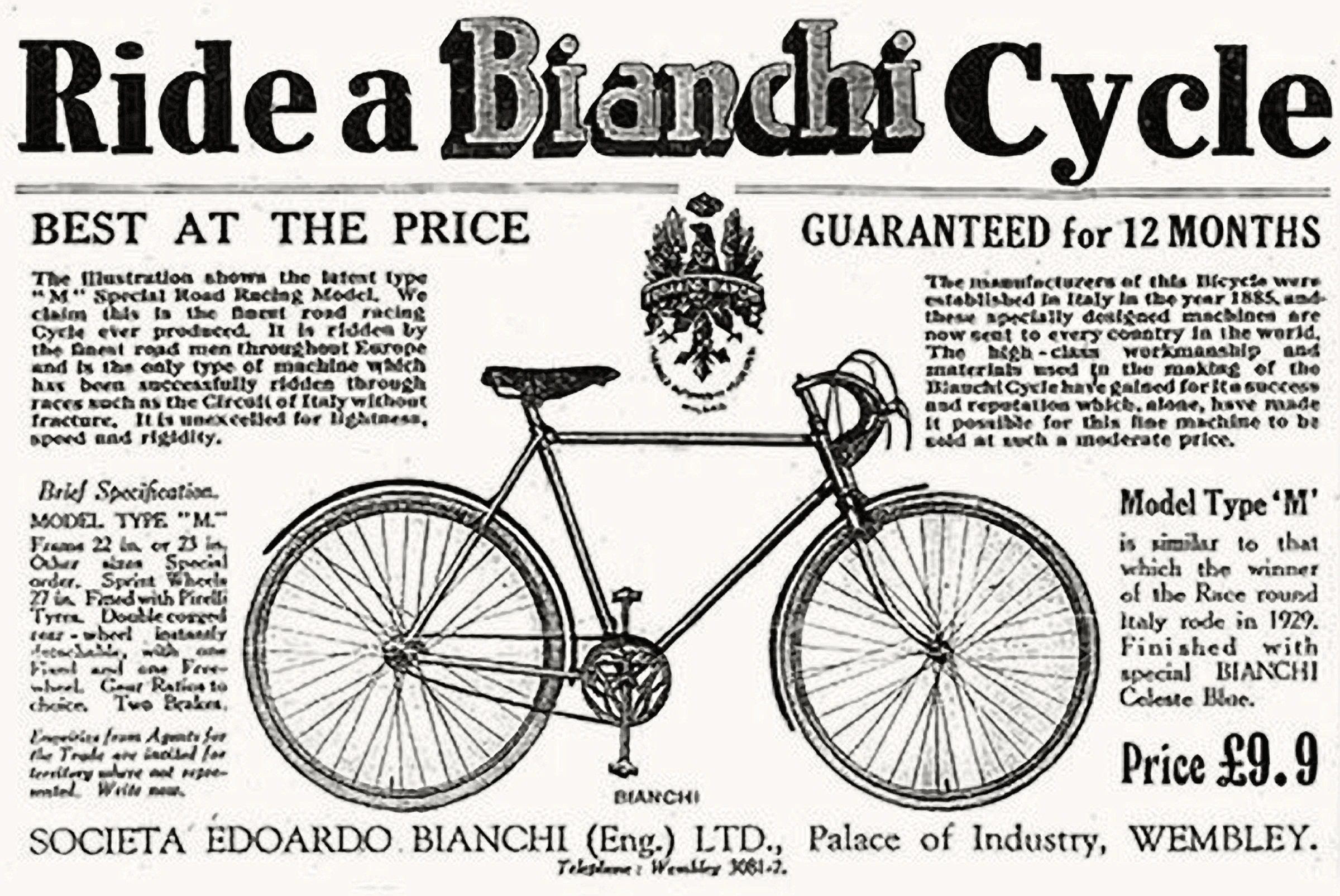 Bianchi England Model M Advertisement