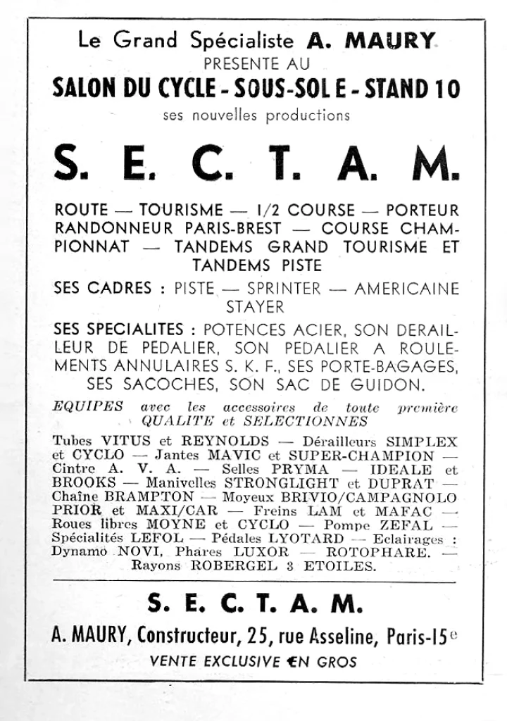 A. Maury S.E.C.T.A.M. Ad for Salon du Cycle
