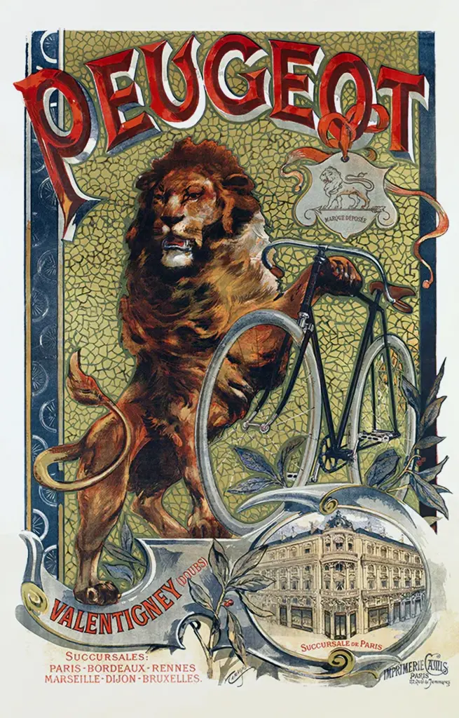 1899 Cycles Peugeot lion poster