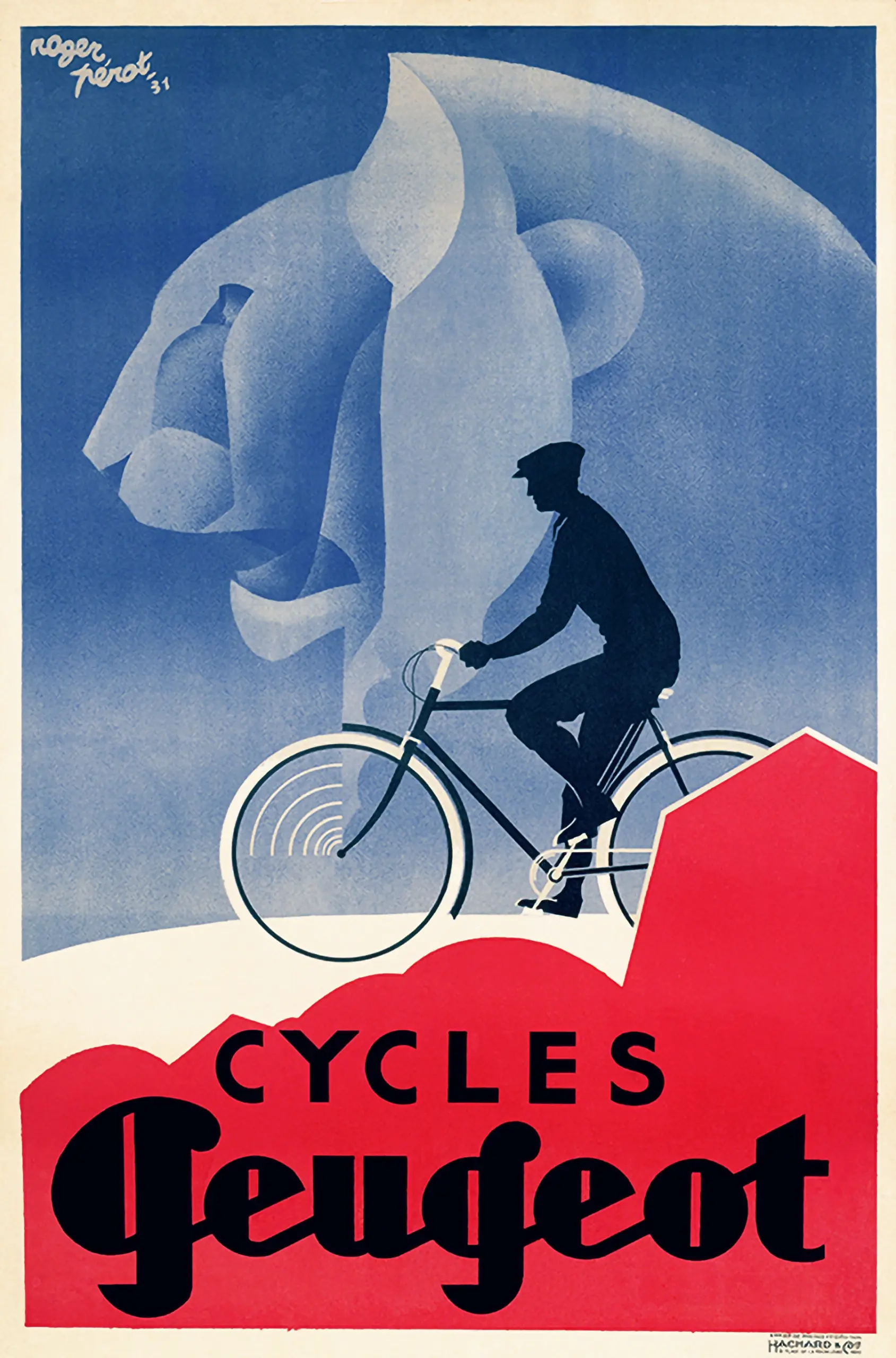 1931 Cycles Peugeot advertisement by Roger Pérot