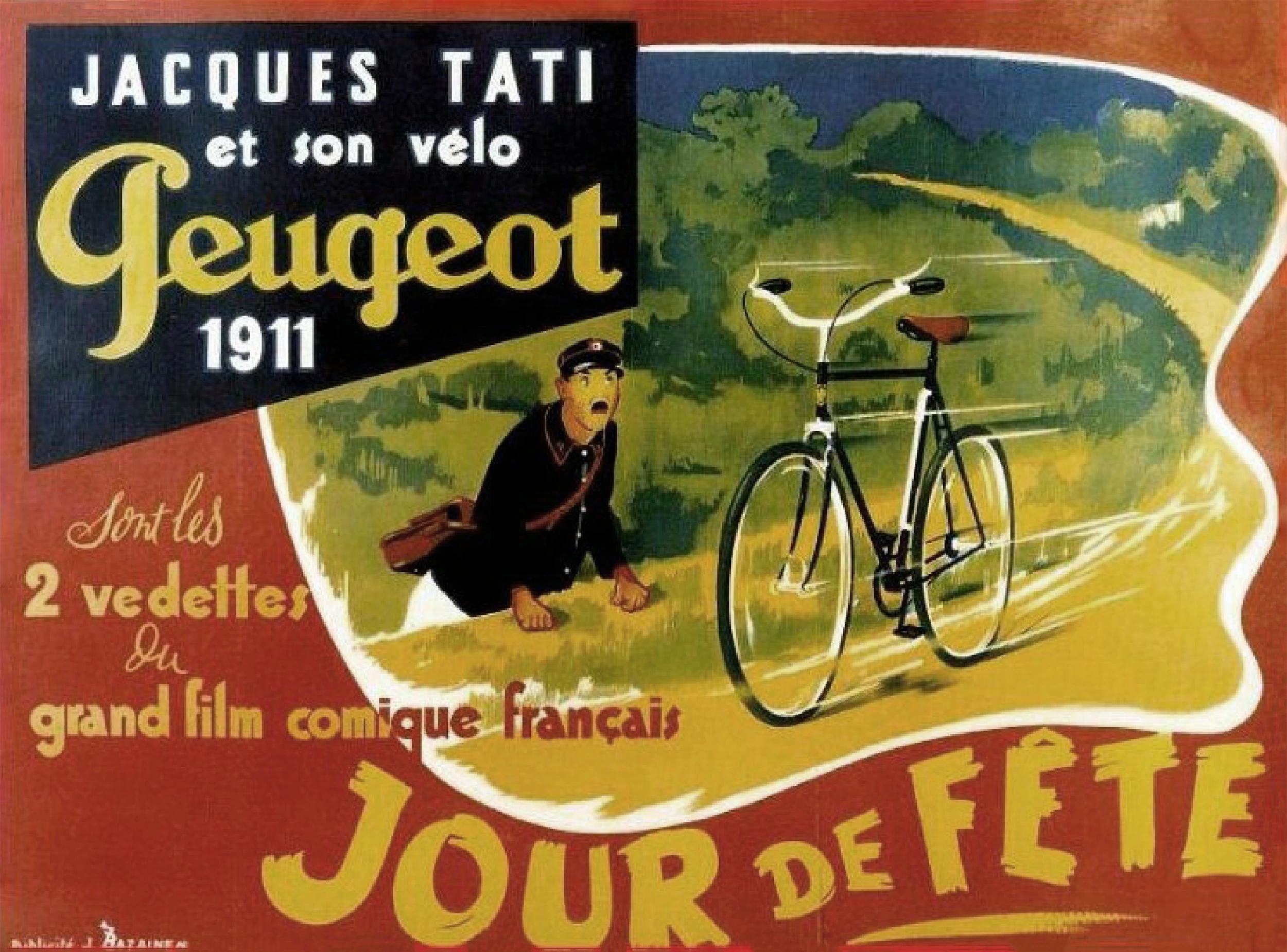 Jacques Tati’s 1947 film Jour de Fête, featuring a 1911 Cycles Peugeot bicycle