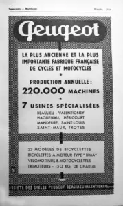 1953 Cycles Peugeot — Bottin Du Cycle Et De La Moto, P.109