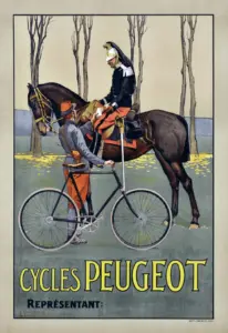 C.1908 Cycles Peugeot — E. Vuillemin Mail Cavalry Advertisement
