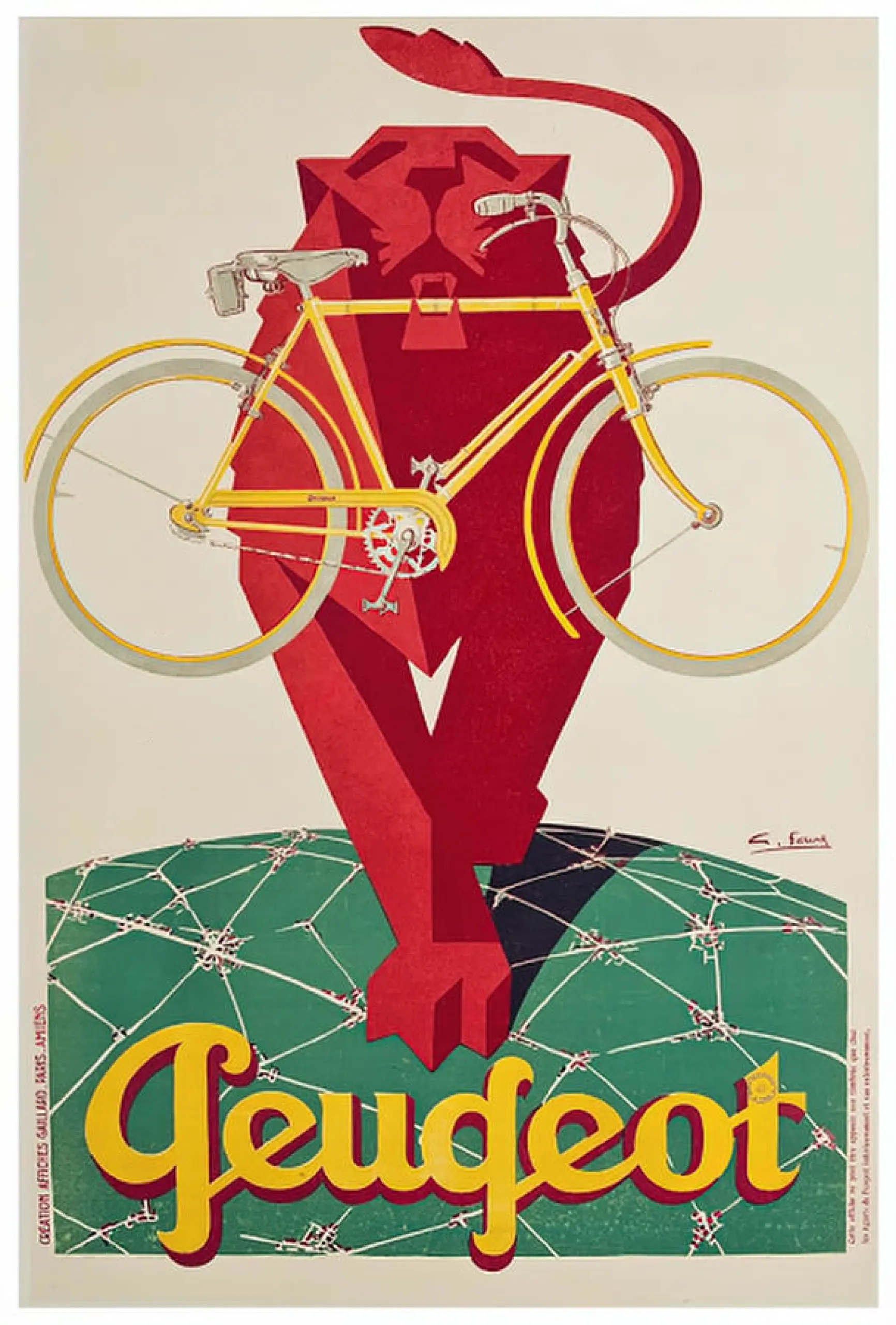 c.1929 Cycles Peugeot lion advertisement by Georges Favre