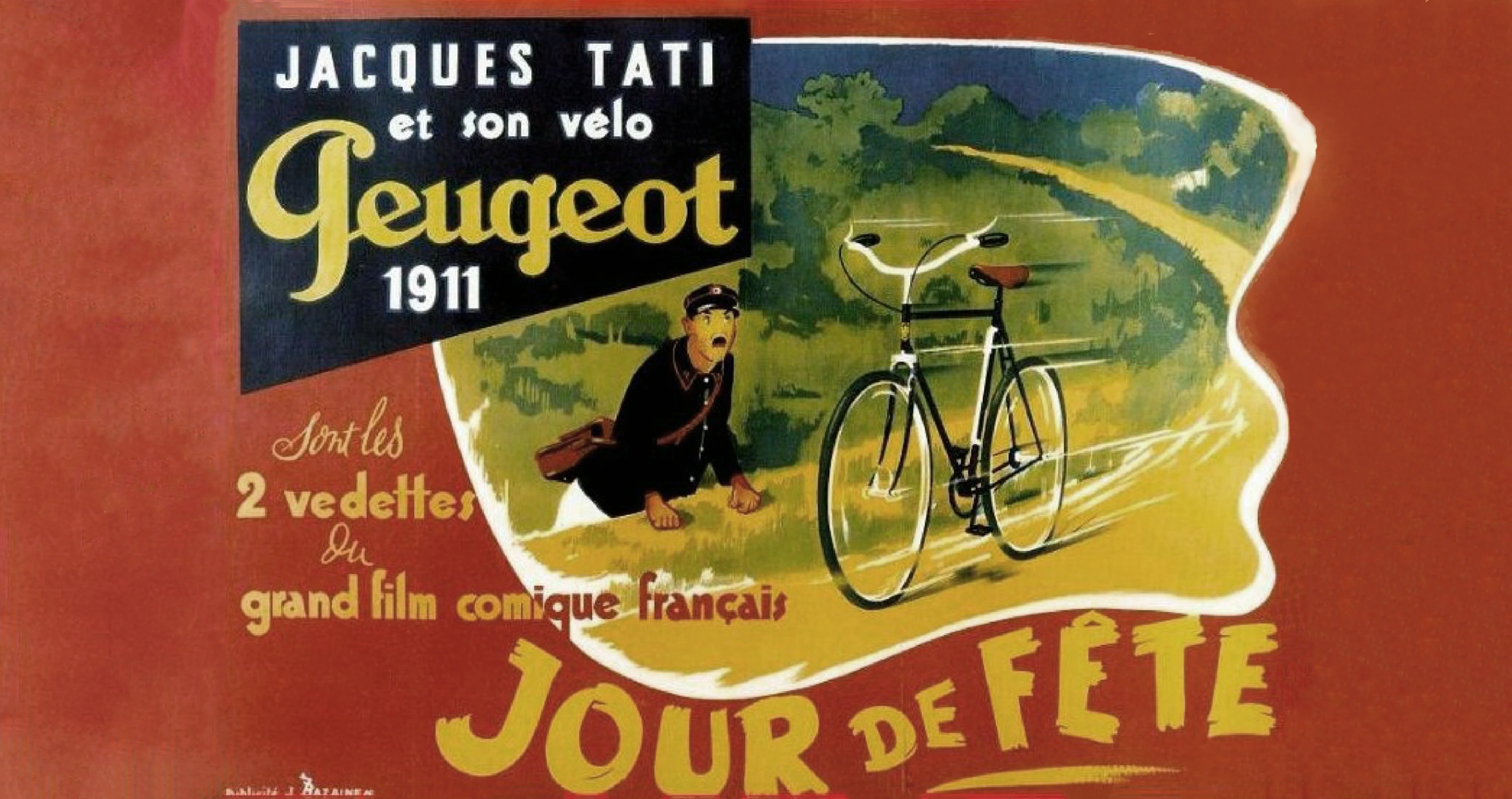Jacques Tati and his 1911 Peugeot in the 1947 comedy Jour de Fête