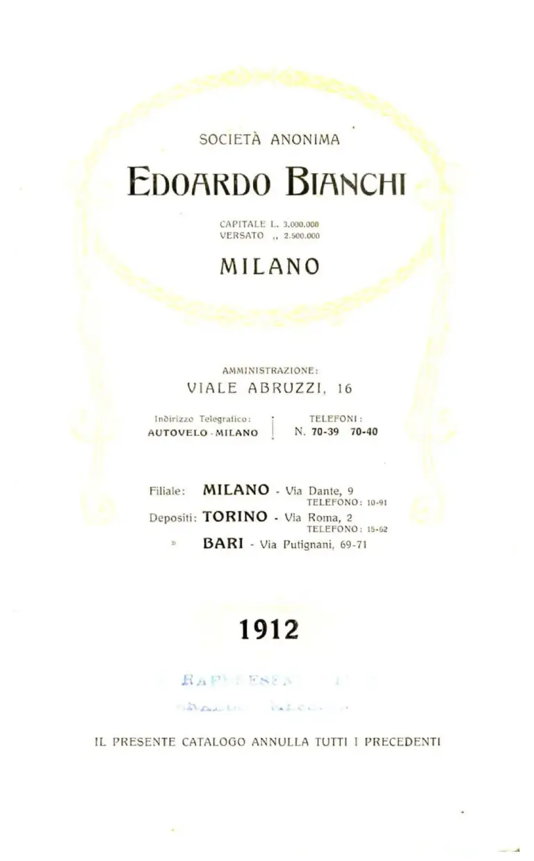 Bianchi 1912 Catalog — Bicycles — page 2 of 34
