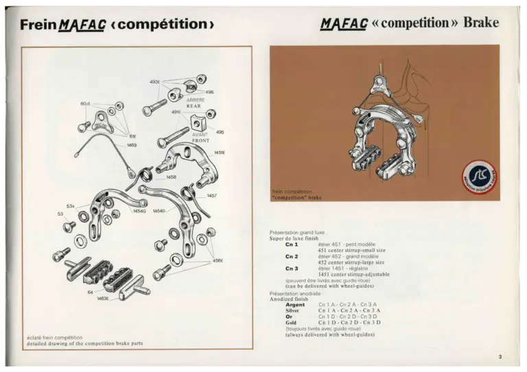 Mafac 1976 Catalog — Brakes & Accessories — page 4 of 21