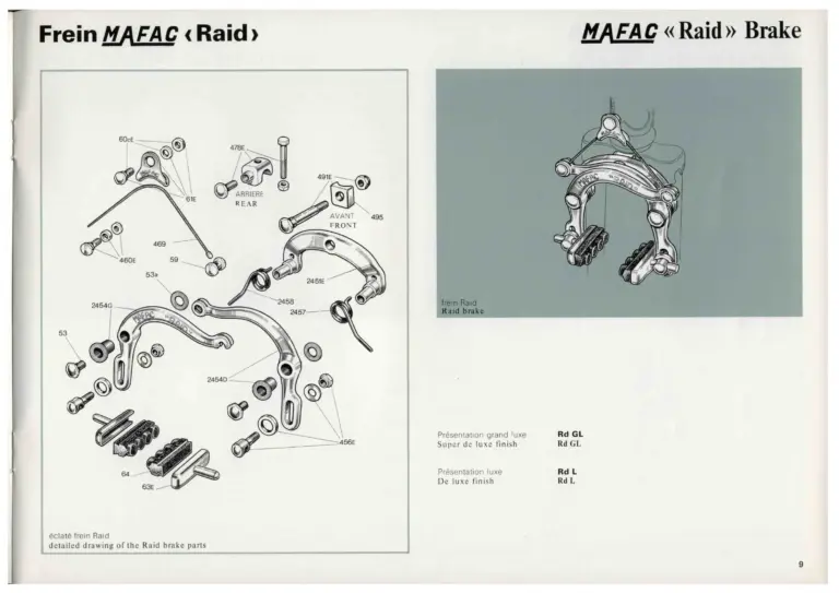 Mafac 1976 Catalog — Brakes & Accessories — page 9 of 21