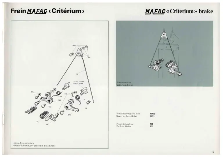 Mafac 1976 Catalog — Brakes & Accessories — page 13 of 21