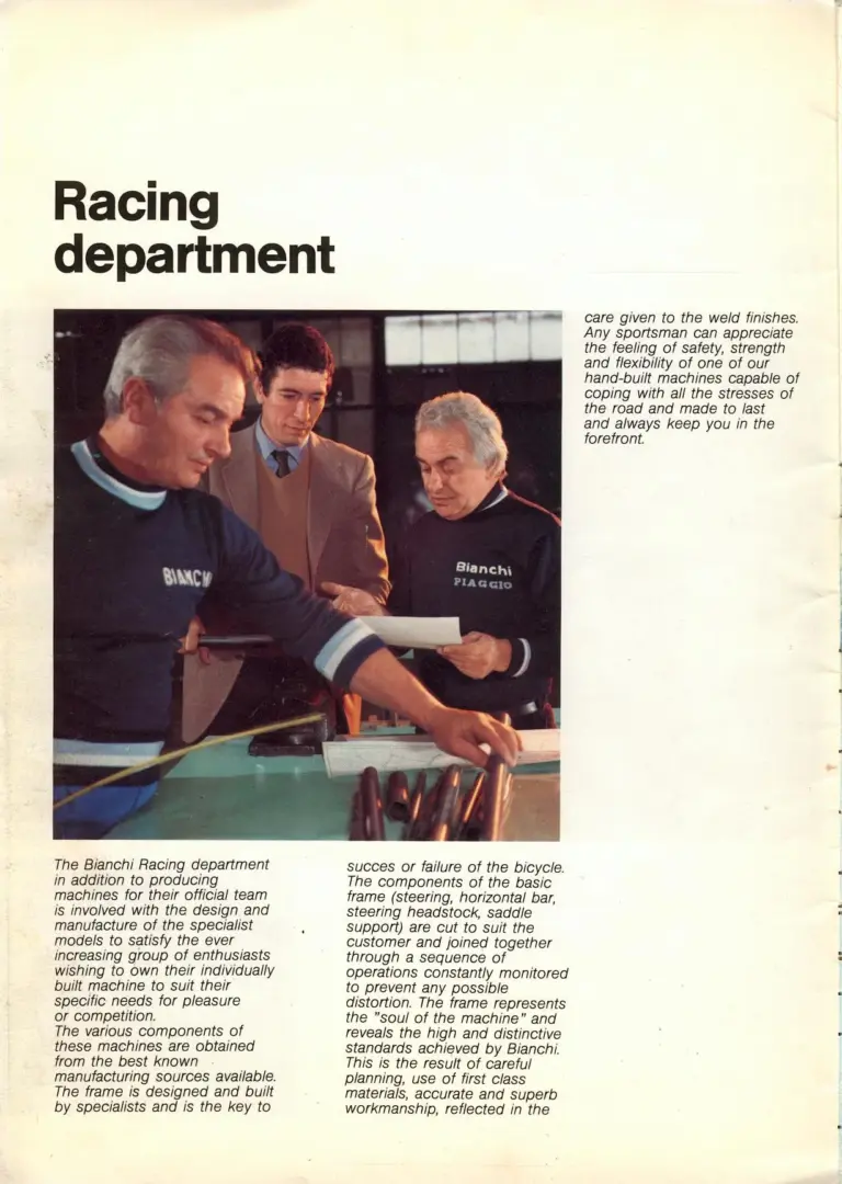 Bianchi 1981 Catalog — Reparto Corse Hand-Made Bicycles — page 3 of 16
