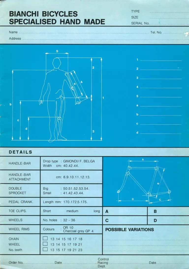 Bianchi 1981 Catalog — Reparto Corse Hand-Made Bicycles — page 14 of 16