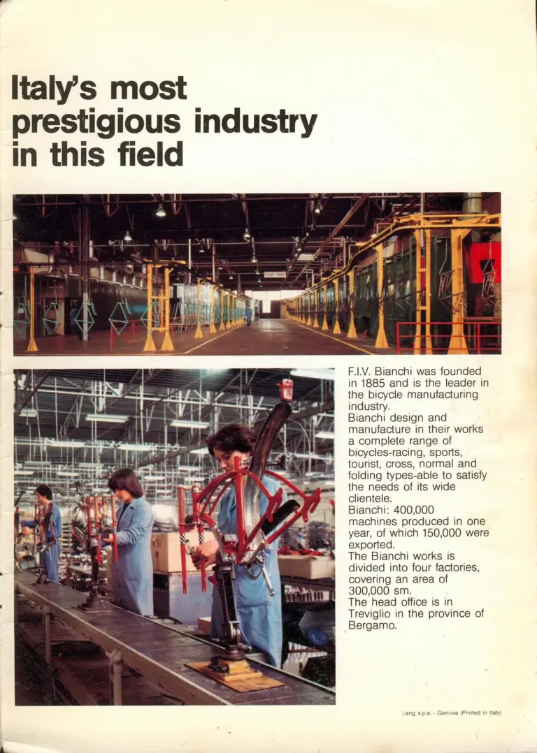 Bianchi 1981 Catalog — Reparto Corse Hand-Made Bicycles — page 16 of 16