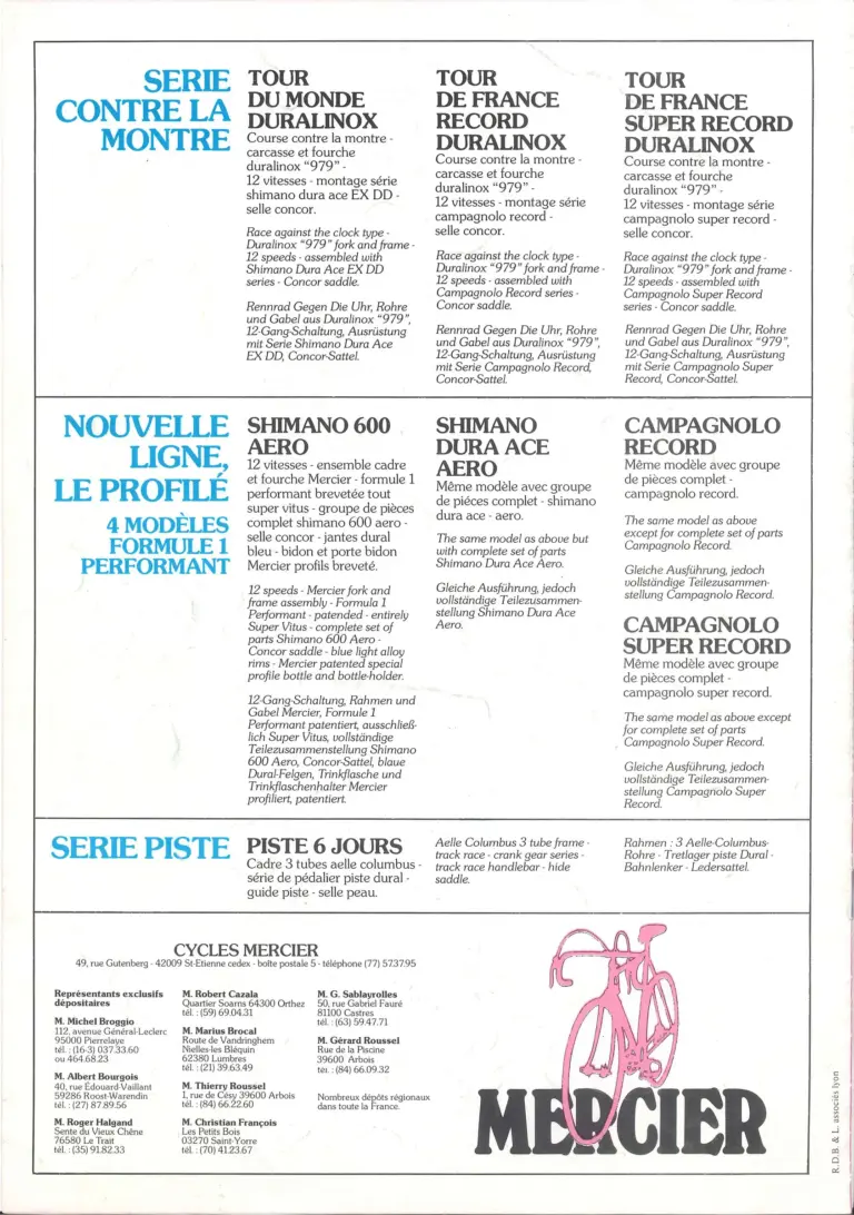 Mercier 1983 Catalog — Touring, Road & Competition Bicycles — page 8 of 8