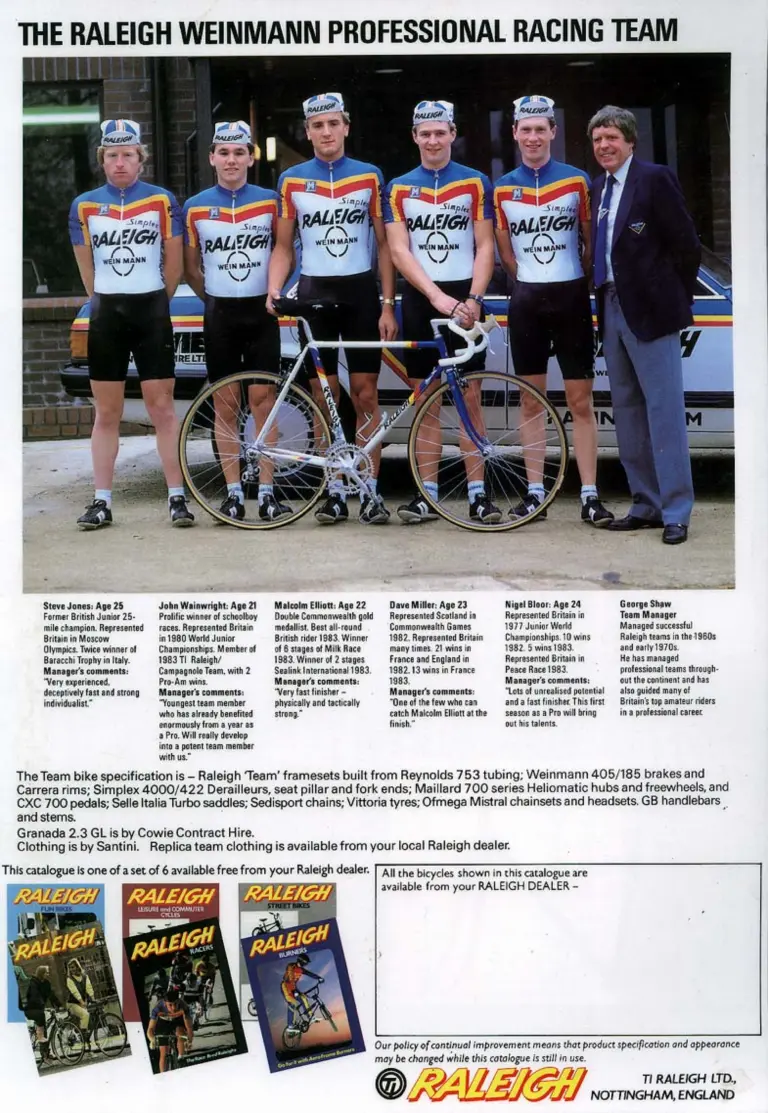 Raleigh 1984 Catalog — Racers: The Raleigh Weinmann Professional Racing Team — page 1 of 1