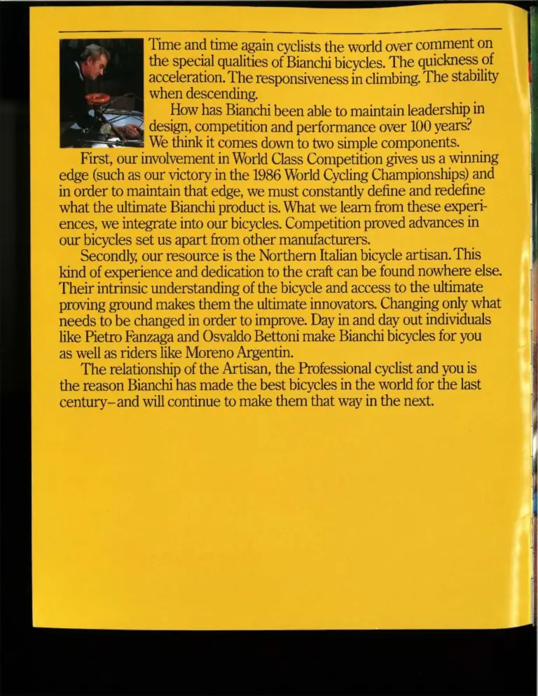 Bianchi 1987 Catalog — Road & Sport Bicycles — page 2 of 16