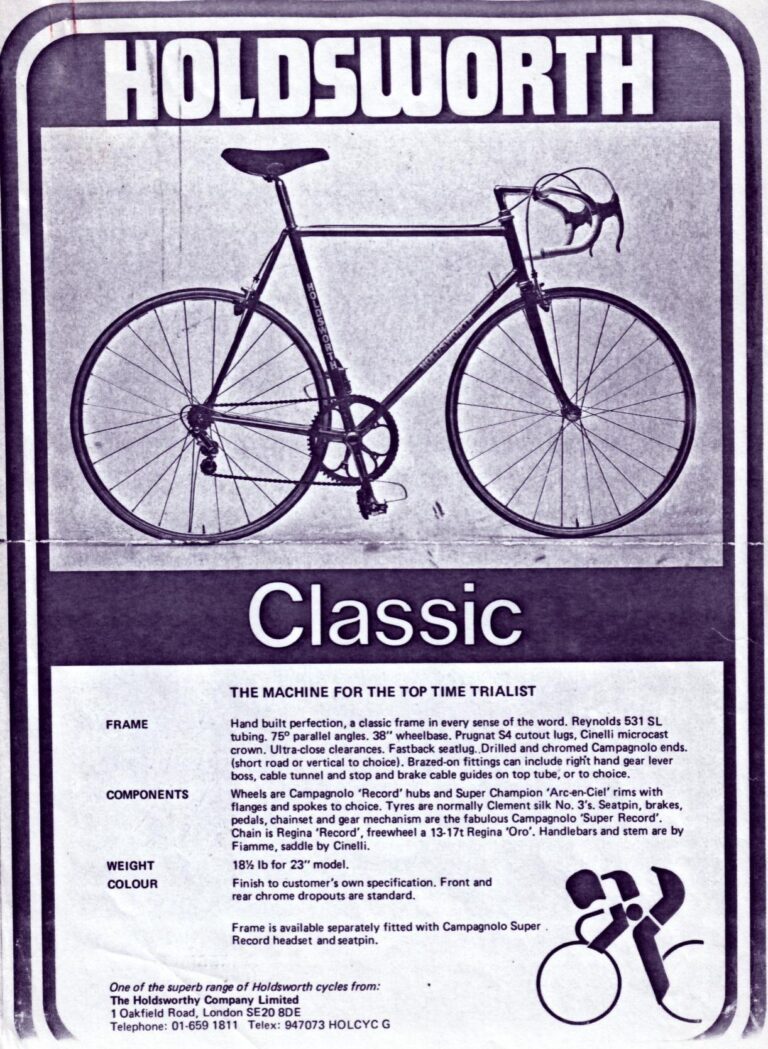 Holdsworth 1976 Catalog — Racing Bicycle Frames — page 5 of 5