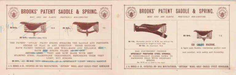 Brooks 1890 Catalog — Illustrated Book of Cycle Saddlery — page 7 of 12