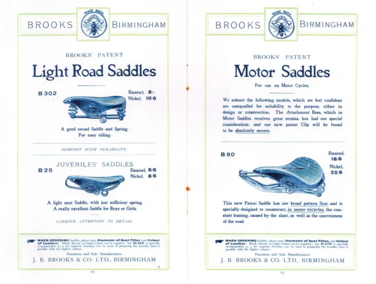 Brooks 1900 Catalog — Cycle Saddles and Accoutrements — page 6 of 9