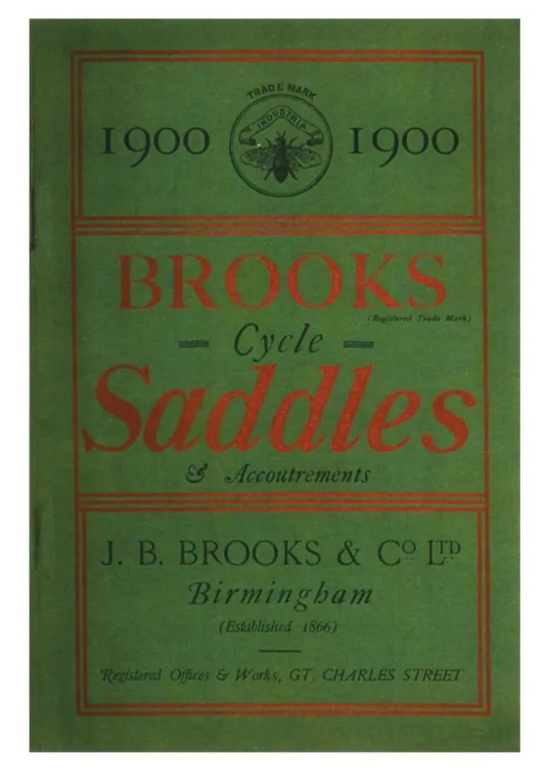 Brooks 1900 Catalog — Cycle Saddles and Accoutrements — page 1 of 9