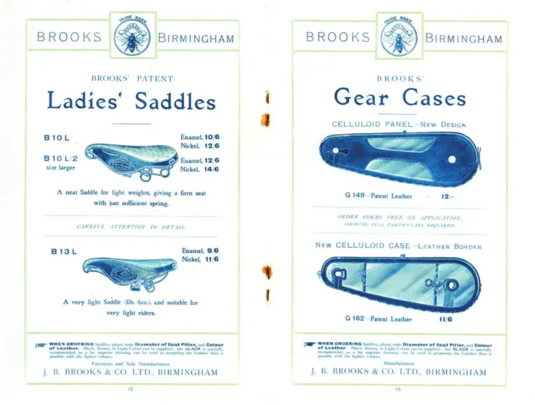 Brooks 1900 Catalog — Cycle Saddles and Accoutrements — page 8 of 9