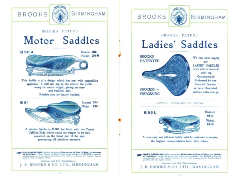 Brooks 1900 Catalog — Cycle Saddles and Accoutrements — page 7 of 9