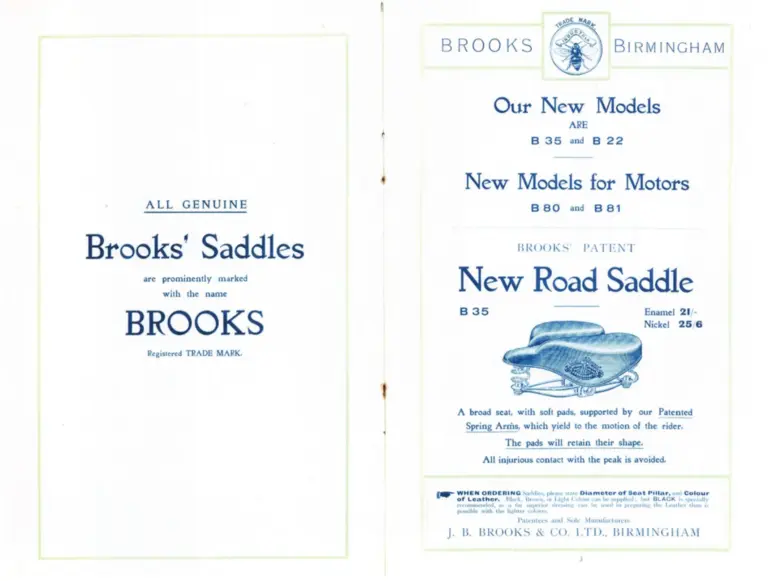Brooks 1900 Catalog — Cycle Saddles and Accoutrements — page 3 of 9