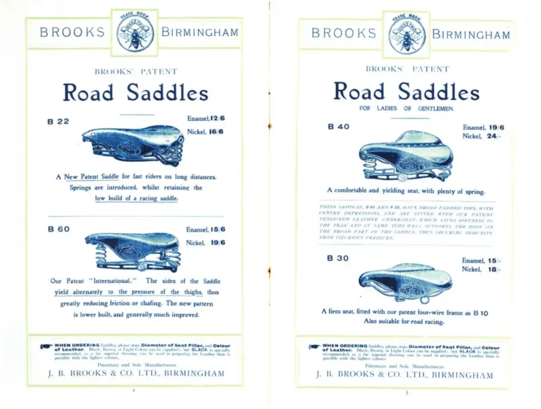 Brooks 1900 Catalog — Cycle Saddles and Accoutrements — page 4 of 9