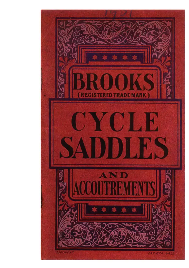 Brooks 1901 Catalog — Cycle Saddles and Accoutrements — page 1 of 12